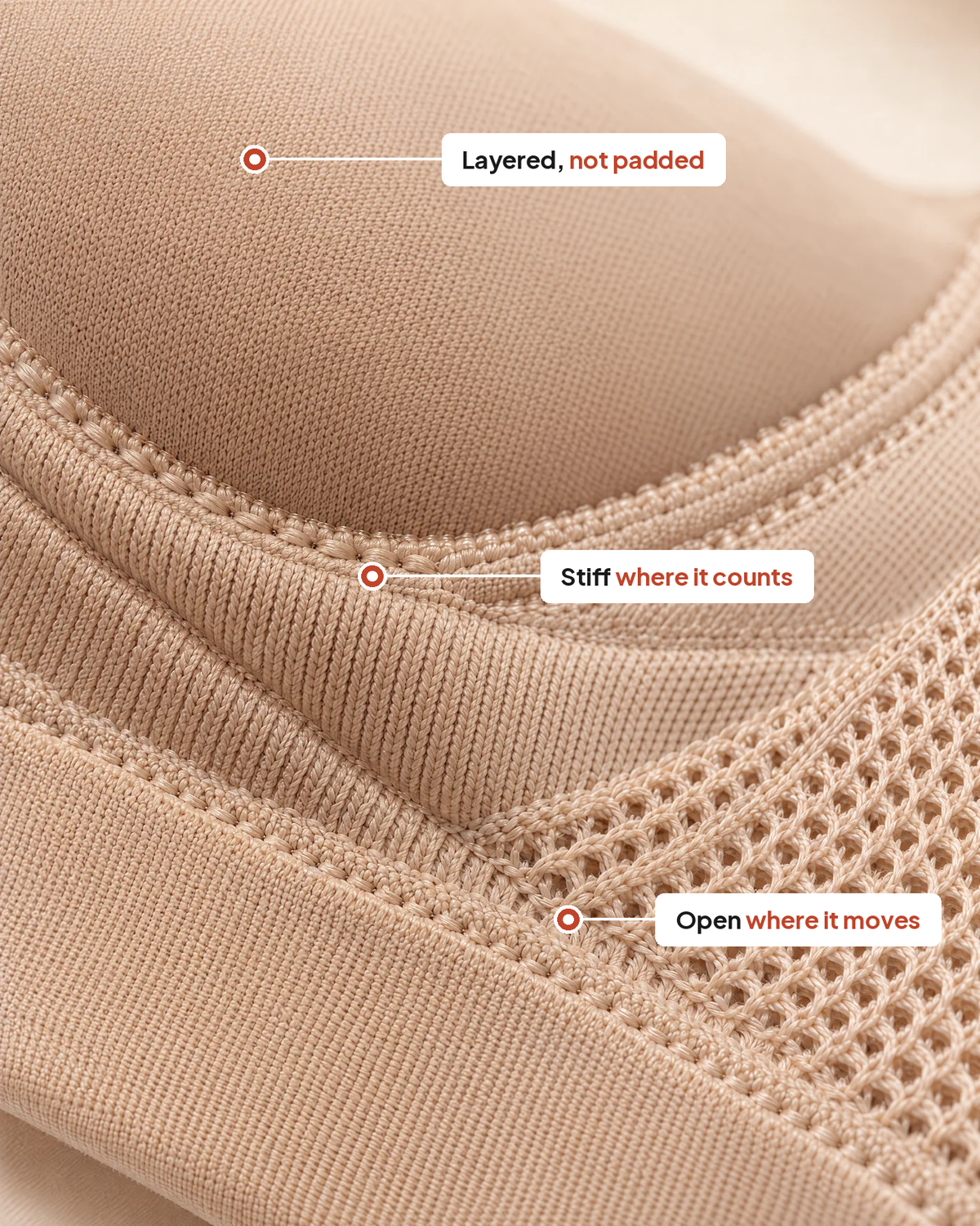 Three Leveawear wireless bras folded in a neat stack